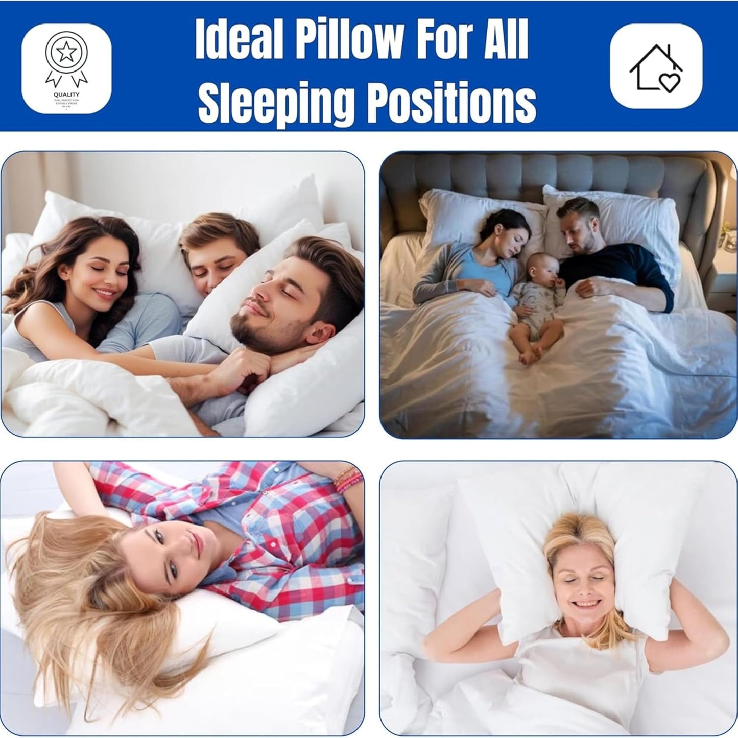 VELORDEC Set of 2 Hotel Quality Microfiber Pillows with 50% Hollow & 50% Gel Fiber Fill, Providing Softness and Support, Wrapped in 100% Pakistani Cotton Cover for Comfort Durability and Breathability