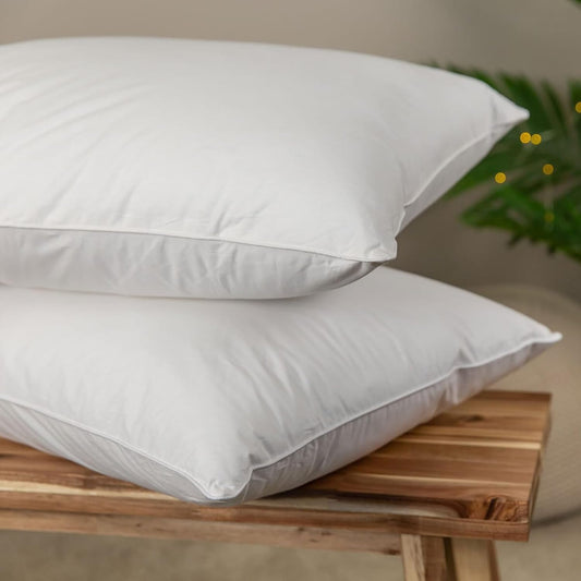 VELORDEC Set of 2 Hotel Quality Microfiber Pillows with 50% Hollow & 50% Gel Fiber Fill, Providing Softness and Support, Wrapped in 100% Pakistani Cotton Cover for Comfort Durability and Breathability